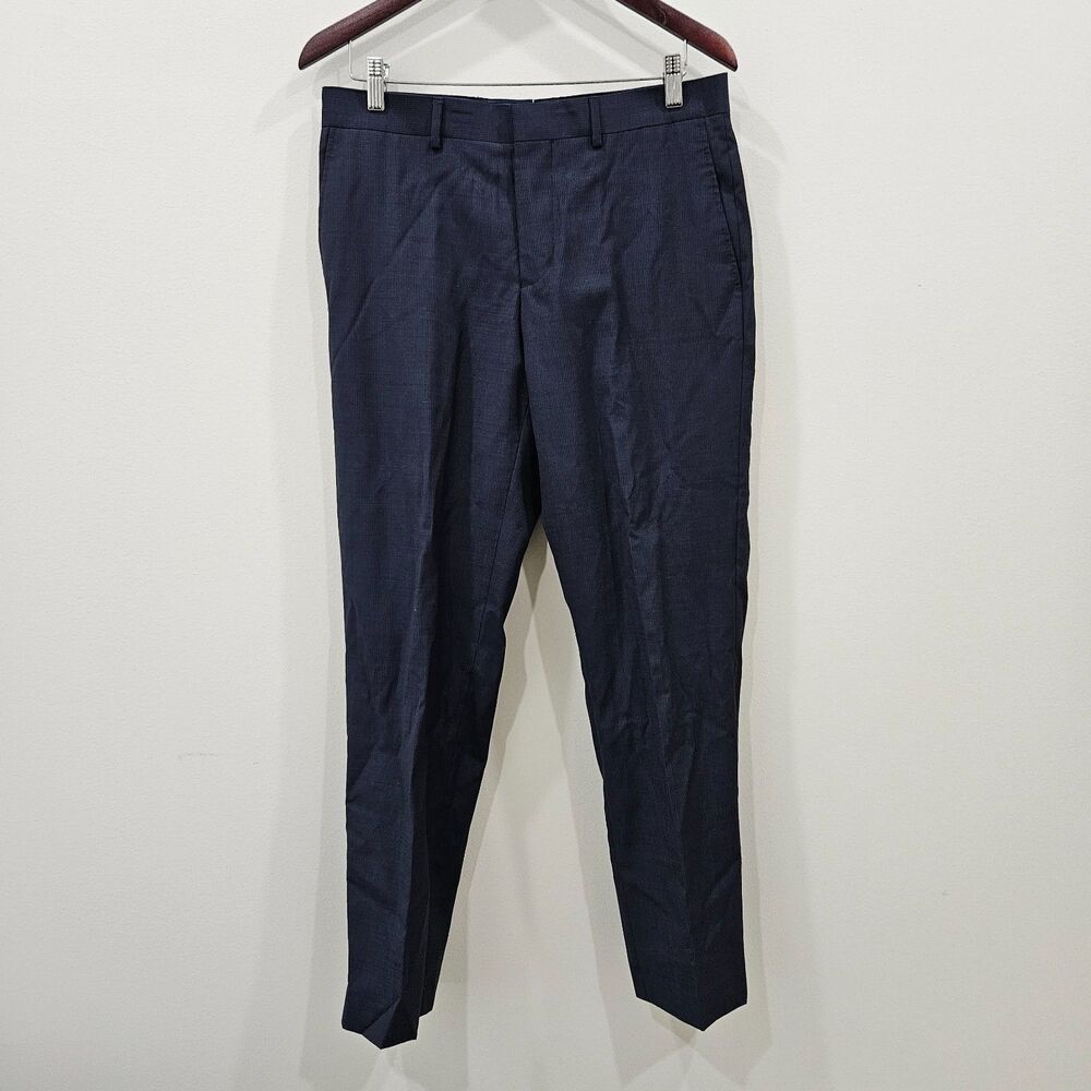 14th & Union Mens Wool Blend Dress Pants Size 32x30 Blue Party Career Office
